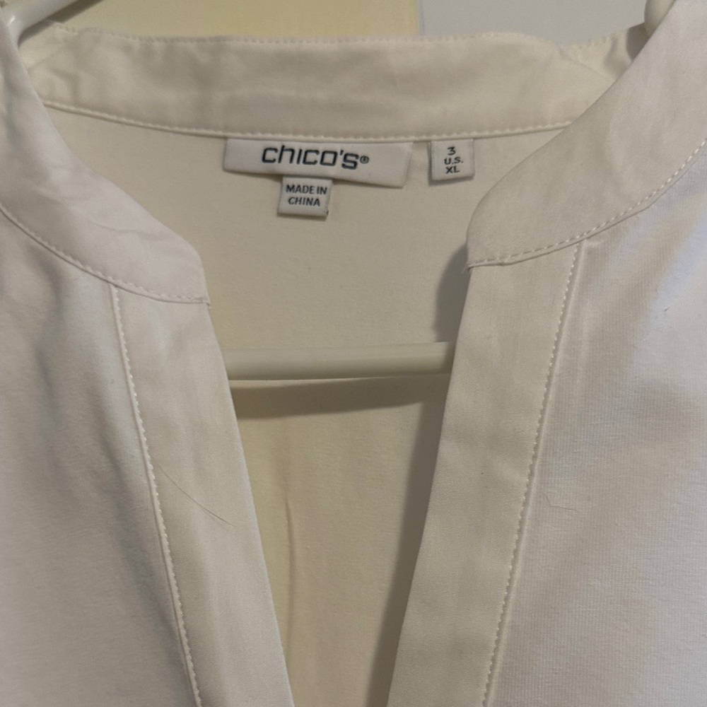 Chico's Cream V-Neck Blouse - Picture 2 of 6